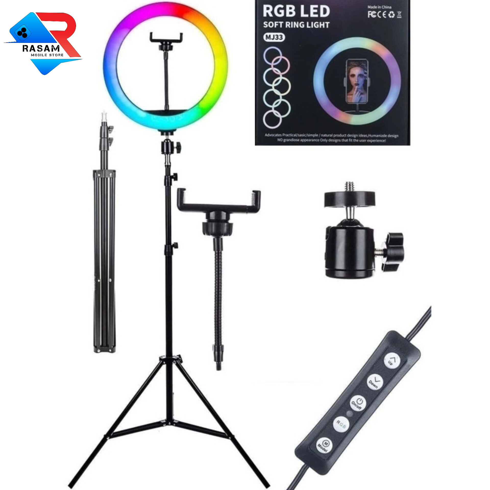 رینگ لایت پایه دار RGB LED MJ33